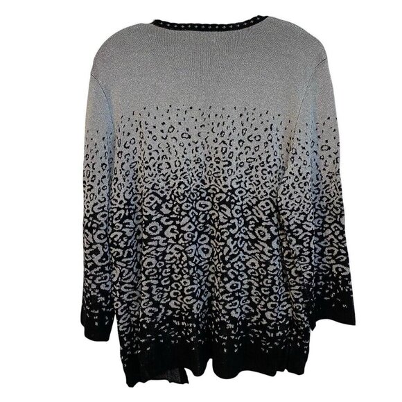 Alfred Dunner NWT Size Large Double Layer Sweater Silver Black Sparkle Metallic - Picture 2 of 5